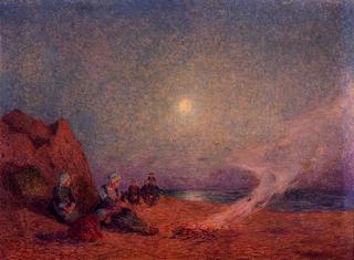 Le Pouldu, Woman on the Beach beside a Fire