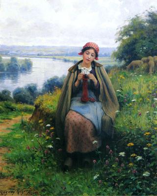 Girl Knitting