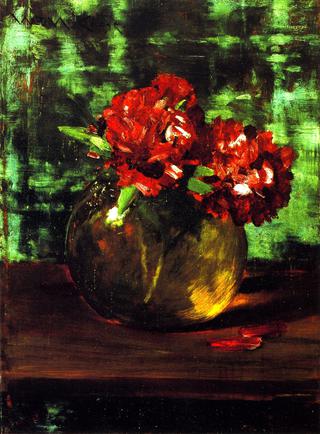 Study of Flowers, Red against Green