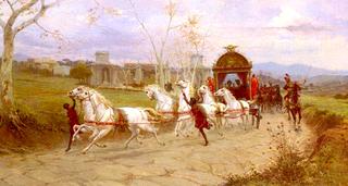 Hadrian's Departure From The Villa At Tivoli