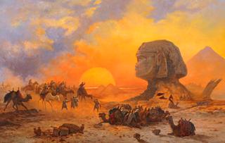 A Bedouin Caravan at the Feet of the Sphinx