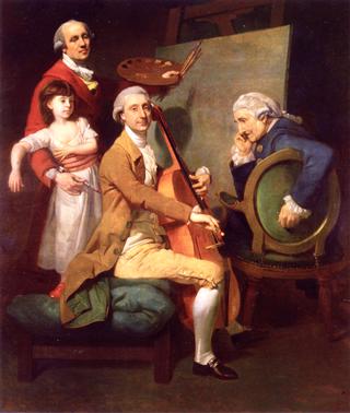 Self Portrait with His Daughter Marie Theresa,James Cervetto and Giacobbe Cervetto