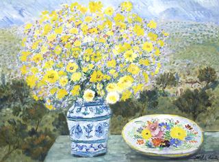 Still Life with Plate and Flowers