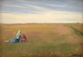 Two Girls on a Field. Summer Day