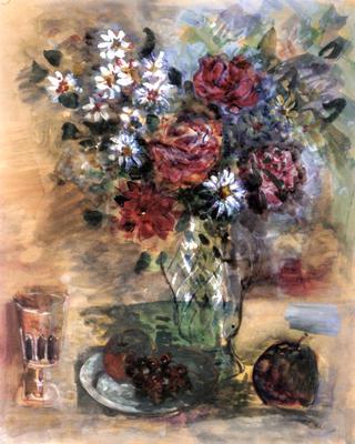 Still LIfe with Bouquet of Roses and Daisies