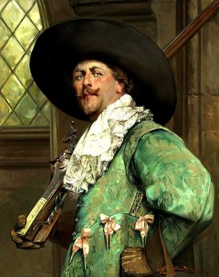 A Portrait of a Cavalier Holding a Musket