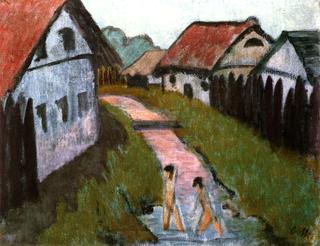 Village Creek with Bathers