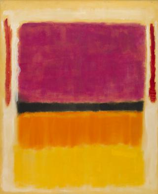 Untitled (Violet, Black, Orange, Yellow on White and Red)