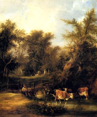 Cattle By A Stream