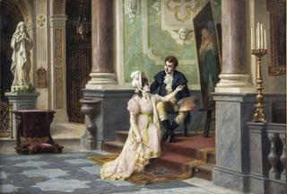 Painter and Lady Inside the Basilica