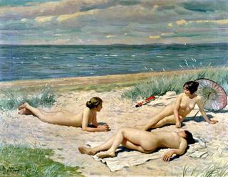 Bathers on a beach