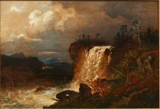 Mountainous Landscape with Waterfall