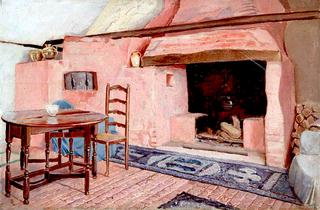 Interior of Room in a Cottage at Chaldon, Surrey, with Fireplace