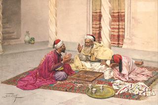 Backgammon Players in a Backyard