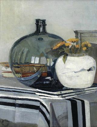 Still Life with Books and Flowers in a Ginger Jar