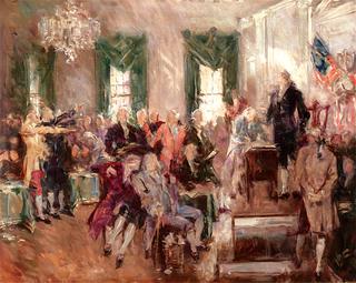 Study of Scene at the Signing of the Constitution of the United States