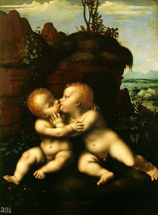 婴儿基督和圣约翰拥抱