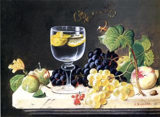 Plums, Waterglass and Peaches