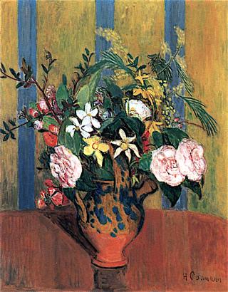 Still Life of Flowers against a Yellow Background