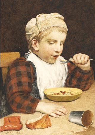 Boy with Hat Eating