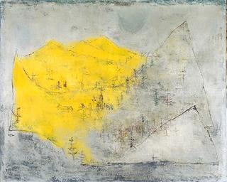 Gray and yellow mountain