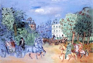 Carriages and Horsemen in the Bois de Boulogne