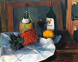 Still Life with a Pineapple and Wine Bottle
