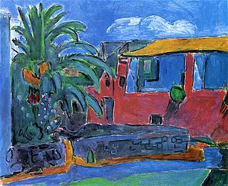 A Palm Tree and Red House