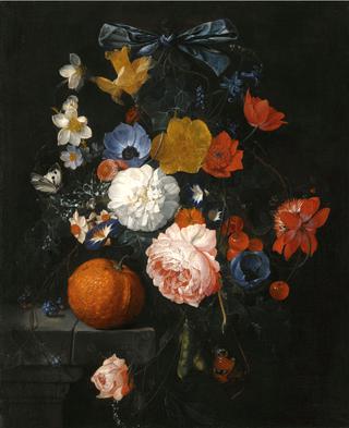 A Still Life with Roses, Daffodils, Bluebells and other Flowers, etc.