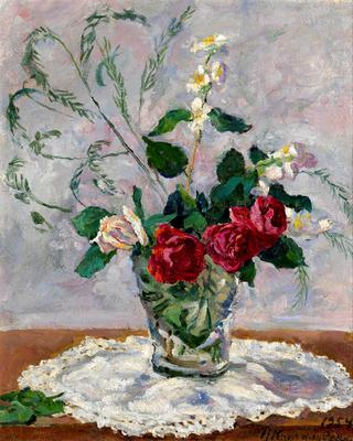 Still Life with Roses, Jasmine and Asparagus