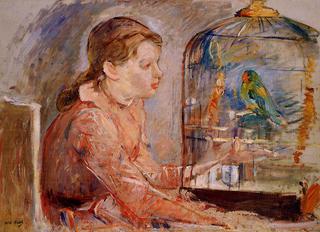 Young Girl and the Budgie