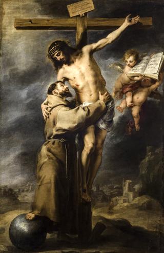 Saint Francis embracing Christ on the Cross