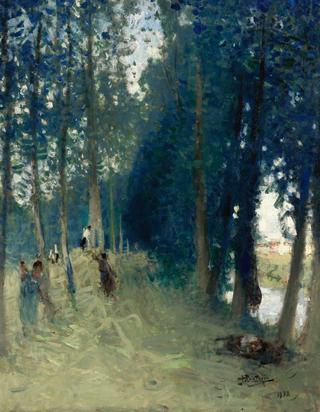 Hay Mowing at the Bank of the Brook