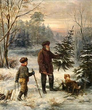 Father and Son Picking Christmas Tree