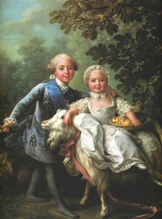阿尔托瓦伯爵和他的妹妹克洛蒂尔德骑着山羊