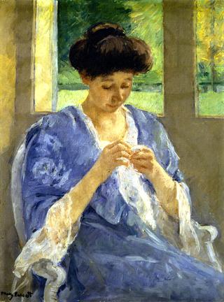 Augusta Sewing before a Window