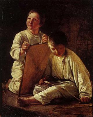 Two Peasant Boys with a Snake