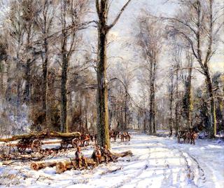 Winter Scene with Loggers at Rest