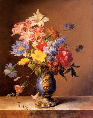 Flowers in a Blue Vase