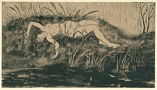 Woman between Water and Vegetation