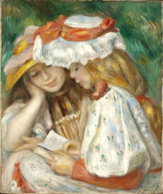 两个女孩在看书