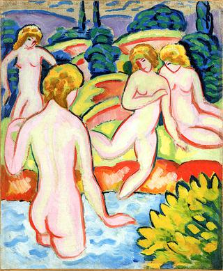 Bathers with Trees of Life