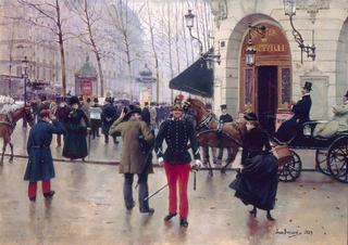 Le boulevard des Capucines devant le Théâtre du Vaudeville.