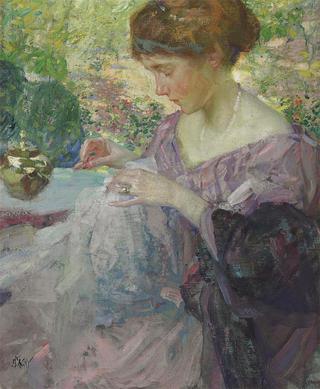 Young Woman Sewing