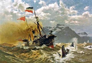 Kaiser Wilhelm II on whale hunt on the whaler Duncan Grey