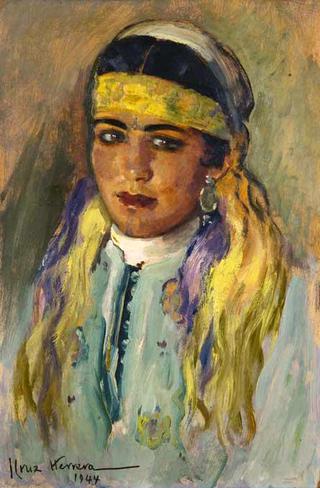 Portrait of a Moroccan Woman with Yellow Headscarf