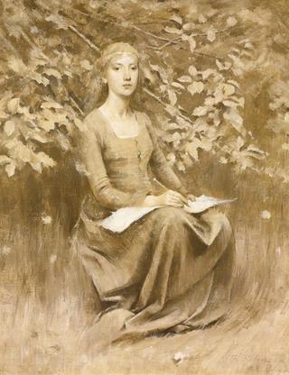 Girl Seated, Writing