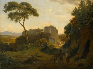 Italian Landscape with Fortified Town and Figures