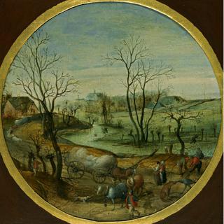 A Winter Landscape with Peasants