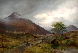 Figures by a Bridge in a Highland Landscape